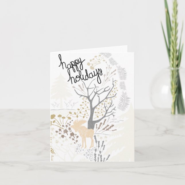 Happy Holidays Moose  Holiday Card (Front)