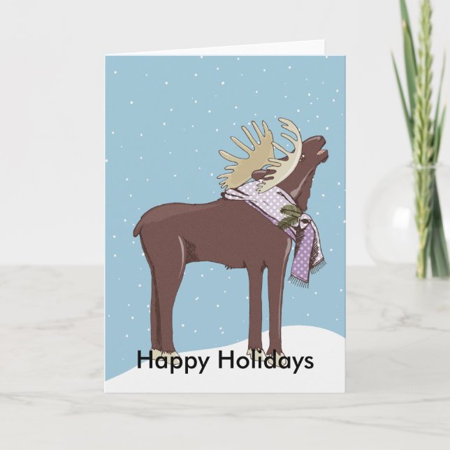 Happy Holidays Moose Holiday Card (Front)
