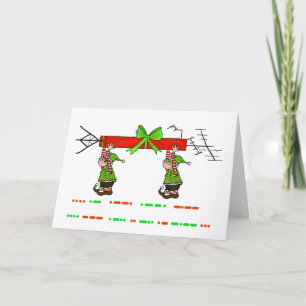 Happy Holidays Morse Code Card with Elves