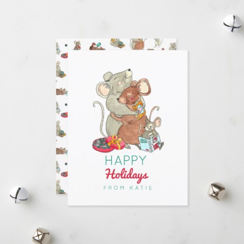 Happy Holidays Mouse Family Kids Holiday Card