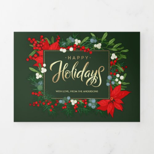 Happy Holidays Multi Photo Tri_Fold Christmas Card