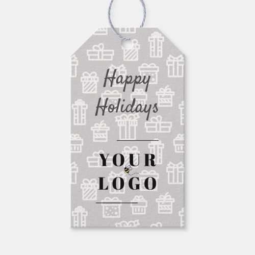 Happy Holidays My Custom Logo Business Pattern Gift Tags