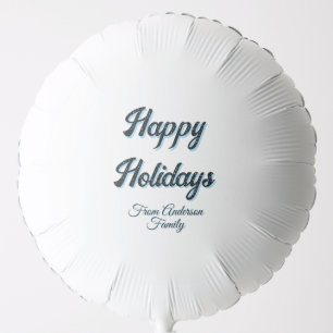 Happy holidays name family gifts stylish retro boh balloon