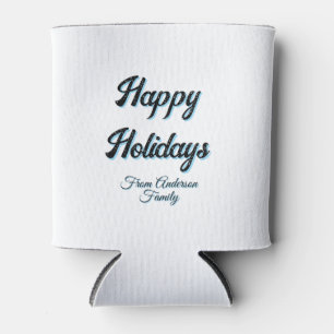 Happy holidays name family gifts stylish retro boh can cooler