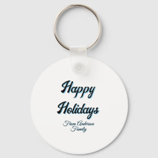 Happy holidays name family gifts stylish retro boh keychain