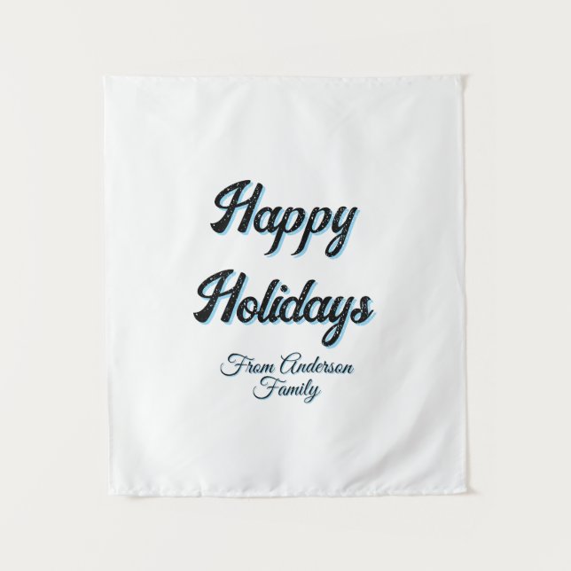 Happy holidays name family gifts stylish retro boh tapestry (Front)