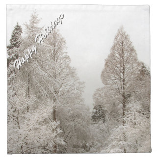 Happy Holidays Napkins Personalized Winter Forest