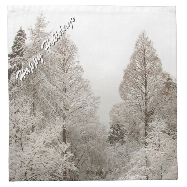 Happy Holidays Napkins Personalized Winter Forest (Front)