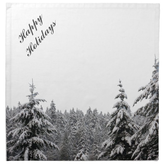 Happy Holidays Napkins Personalized Winter Forest (Front)