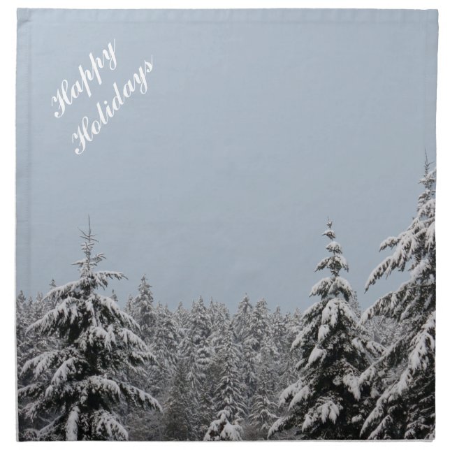 Happy Holidays Napkins Personalized Winter Forest (Front)
