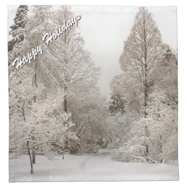 Happy Holidays Napkins Personalized Winter Forest (Front)