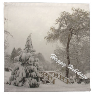 Happy Holidays Napkins Winter Bridge Christmas