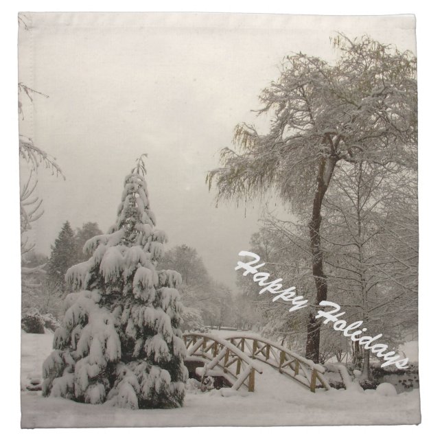 Happy Holidays Napkins Winter Bridge Christmas (Front)