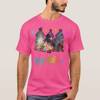 Happy Holidays NASA Nebulas Colorful Stars Christm T-Shirt