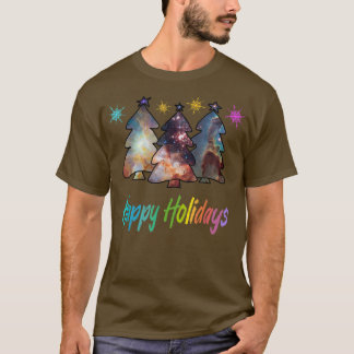 Happy Holidays NASA Nebulas Stars Galay Christmas  T-Shirt