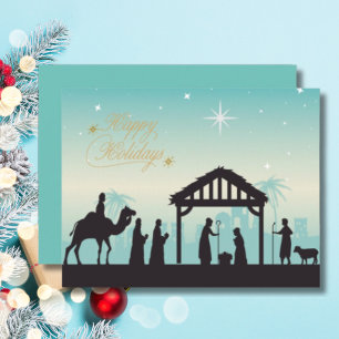 Happy Holidays Nativity Manger Scene Note Card