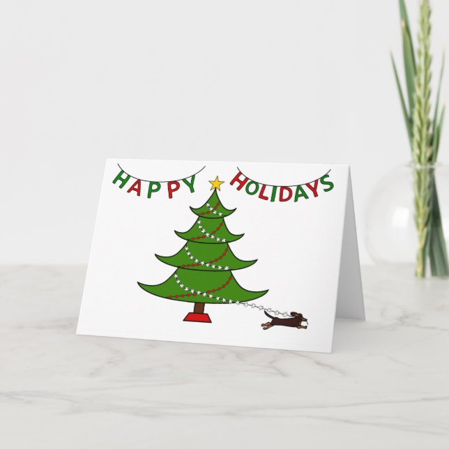 Happy Holidays, Naughty Doxie Thank You Card (Front)