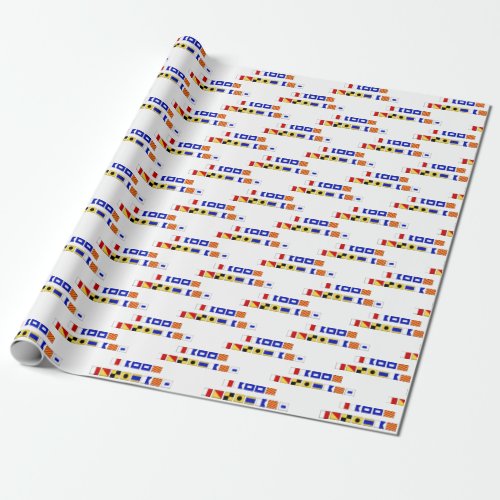 Happy Holidays Nautical Signal Flag DIY BG Colors Wrapping Paper