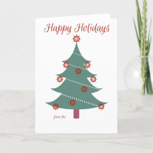 Happy Holidays- Nautical Whale & Lighthouse Holiday Card