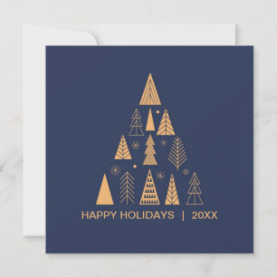 Happy Holidays Navy Gold Modern Christmas Card