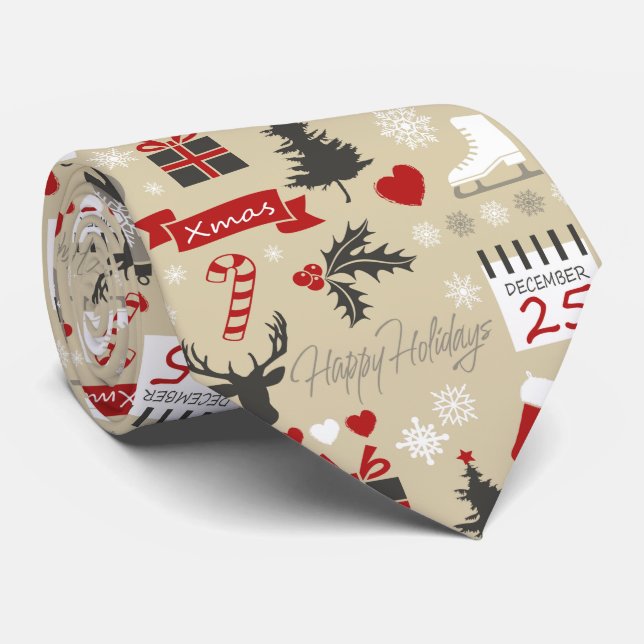 Happy Holidays Neck Tie (Rolled)