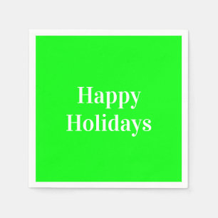 "Happy Holidays" neon green white party paper Napkins