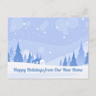 Happy Holidays New Home Change of Address Winter Postcard