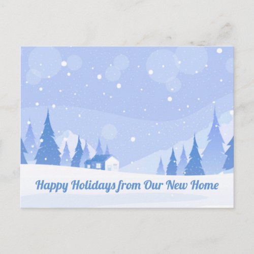 Happy Holidays New Home Change of Address Winter Postcard