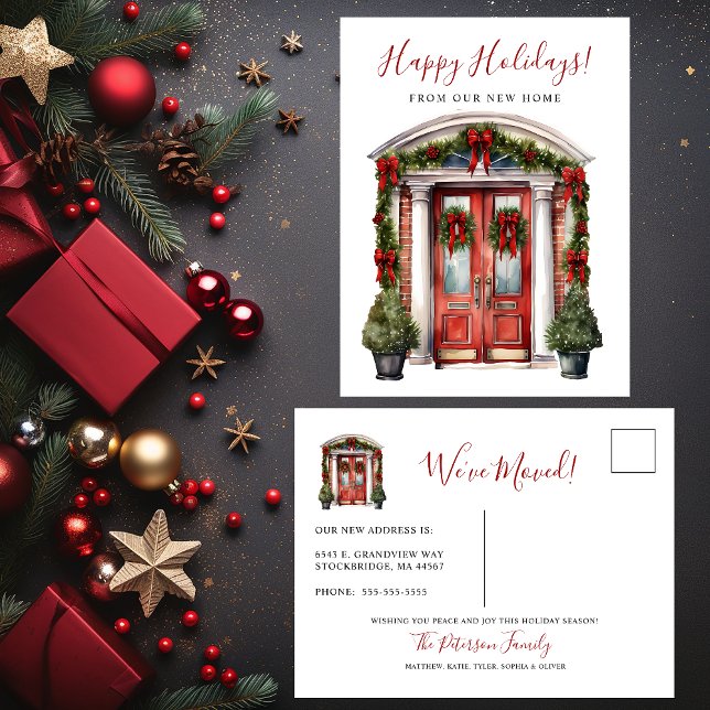 Happy Holidays New Home Front Door Moving Announcement Postcard (Creator Uploaded)