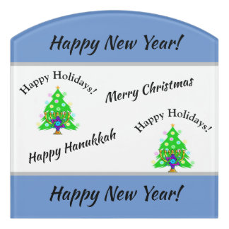 Happy Holidays New Year Door Sign