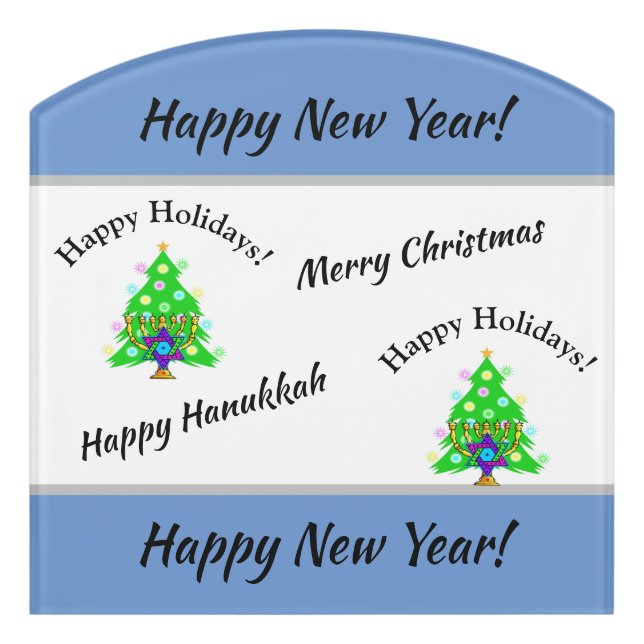 Happy Holidays  New Year  Door Sign (Contour Front)