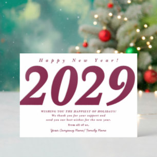 Happy Holidays New Year Minimal Business Corporate Letterpress Photo Cards