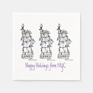 Happy Holidays New York City Hanukkah Christmas Paper Napkins