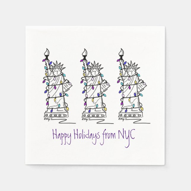 Happy Holidays New York City Hanukkah Christmas Paper Napkins (Front)