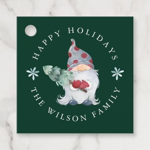 Happy Holidays Nisse Gnome Christmas Favor Tags