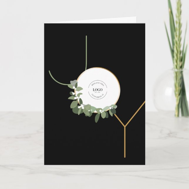 Happy Holidays No photo Vertical Joy Business Logo Holiday Card (Front)