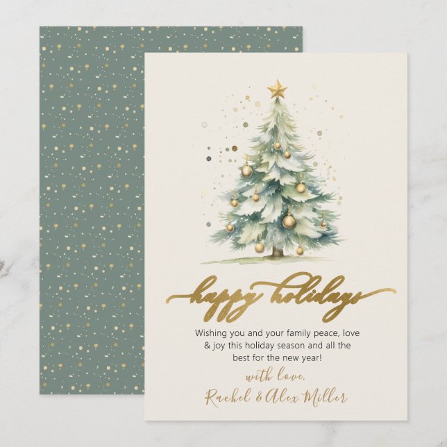 Happy Holidays Non Photo Christmas Tree Cards (Front/Back)