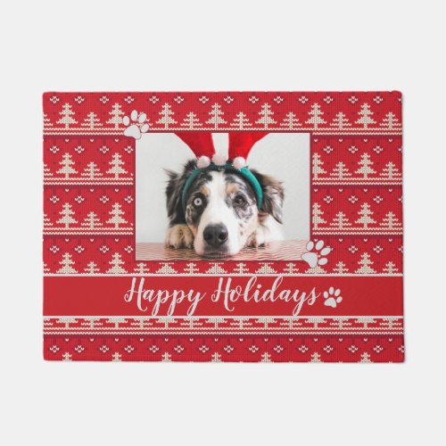 Happy Holidays Nordic Pattern Photo Doormat