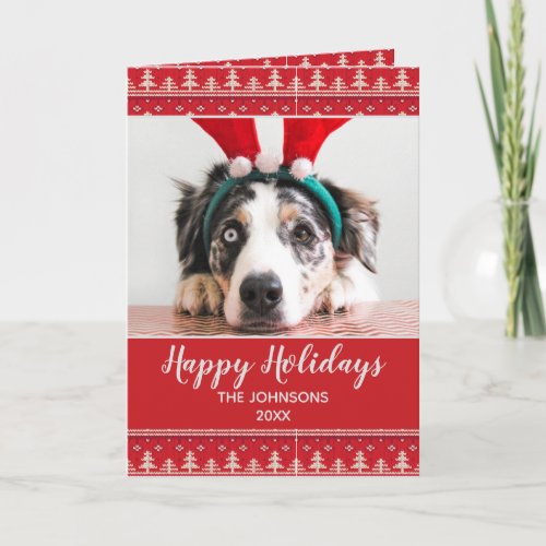 Happy Holidays Nordic Pattern Photo Greeting Card