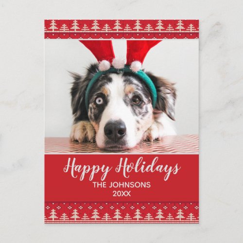 Happy Holidays Nordic Pattern Photo Postcard