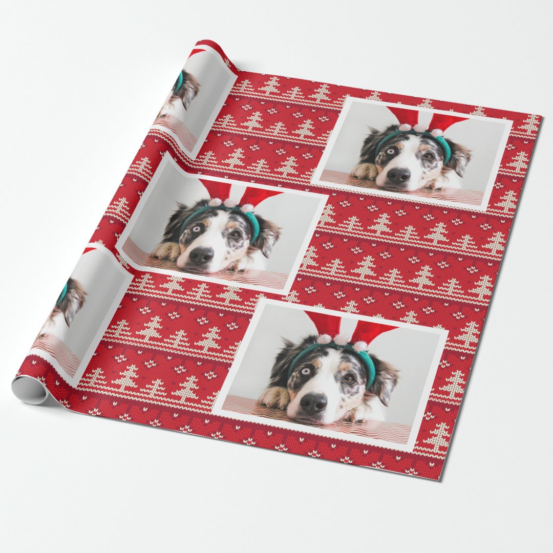 Happy Holidays Nordic Pattern Photo Wrapping Paper | Zazzle