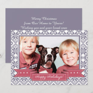 Happy Holidays. Nordic Snowflake Pattern Photo  Holiday Card