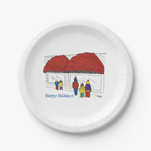 Happy Holidays NYC Window Shopping Christmas Paper Plates