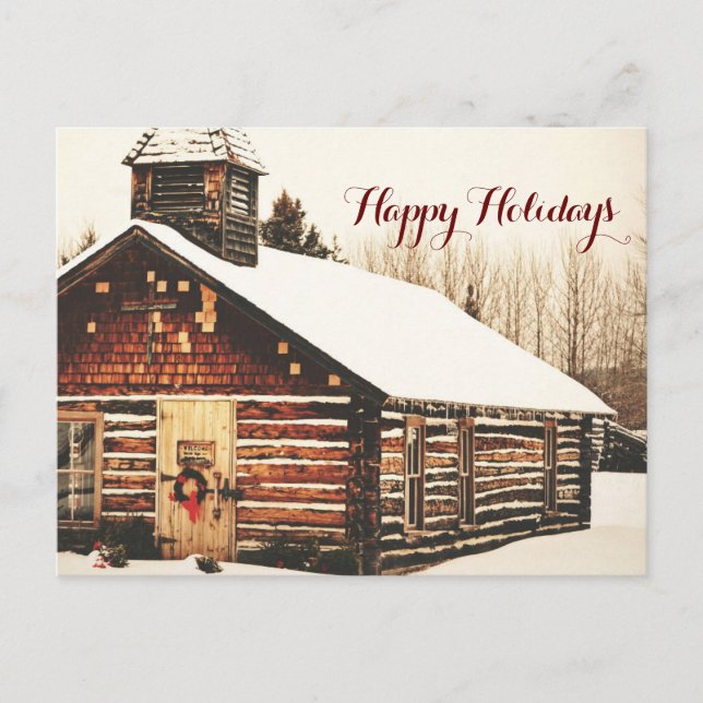 Happy Holidays Old Schoolhouse post card (Front)