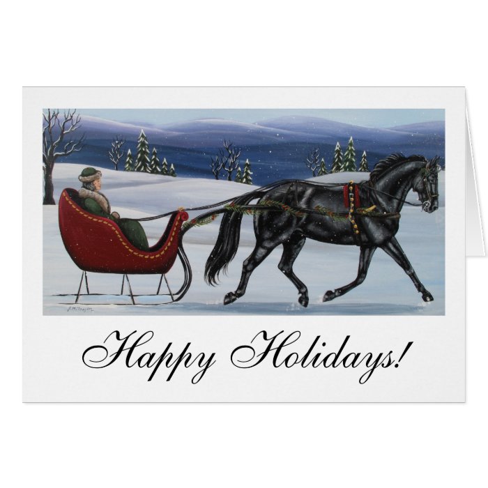 Happy Holidays One Horse Open Sleigh Card