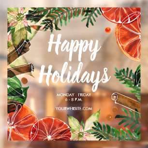 Happy Holidays Oranges Cinnamon Window Cling