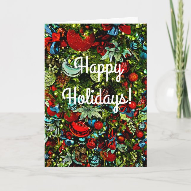 Happy Holidays Ornament Bling Christmas Card (Front)