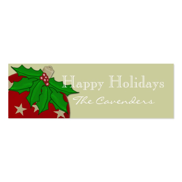 Happy Holidays Ornament Gift Tags Business Card Template