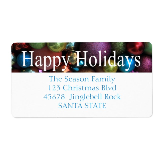 Happy Holidays ornaments Holiday Label (Front)