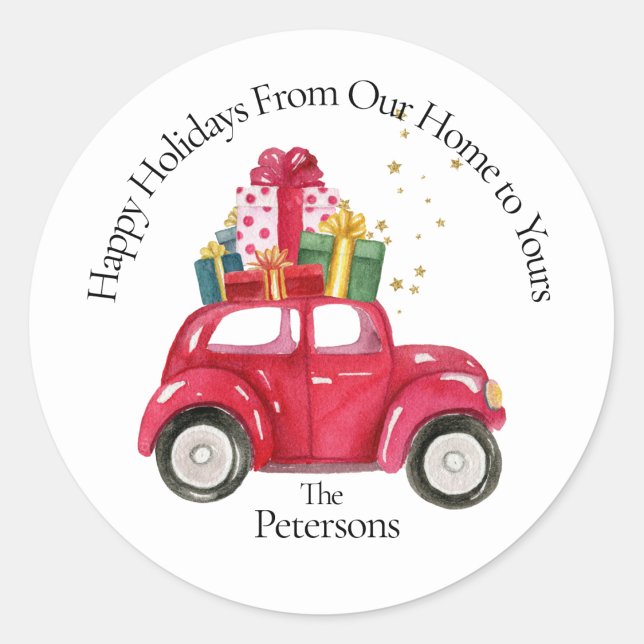 Happy Holidays Our Home to Yours Round Sticker (Creator Uploaded)